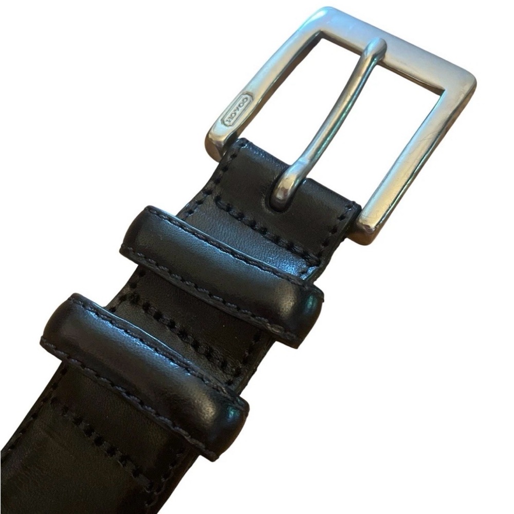 Coach‎ men's black leather belt With Brass Buckle
